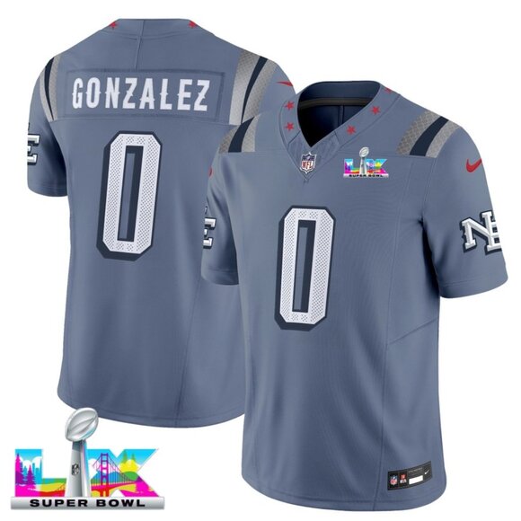 Mens or Youths Choose Christian Gonzalez Super Bowl LX Stitched Jersey Storm Blu